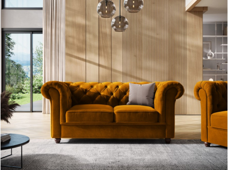 Canapea Lapis cu 3 locuri si tapiterie din catifea, gri [5]