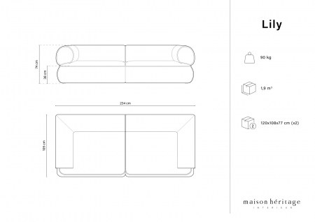 Canapea Lily cu 3 locuri si tapiterie din piele naturala [6]