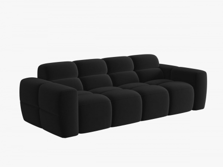 Canapea Lisa cu 3 locuri si tapiterie din catifea, negru [1]