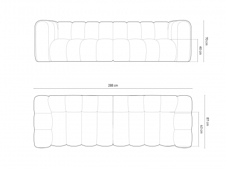 Canapea Lupine cu 4 locuri si tapiterie din tesatura structurala, teracota [5]