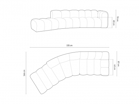 Canapea Lupine cu 5 locuri pe semirotund, colt pe partea stanga si tapiterie din catifea, albastru royal [4]