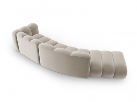 Canapea Lupine cu 5 locuri pe semirotund, colt pe partea stanga si tapiterie din catifea, bej [2]