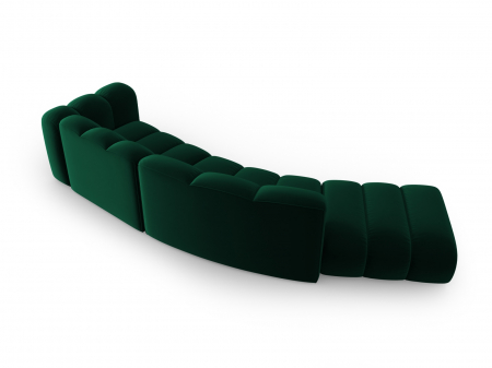 Canapea Lupine cu 5 locuri pe semirotund, colt pe partea stanga si tapiterie din catifea, verde inchis [2]