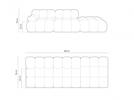Canapea modulara Bellis cu 3 locuri si tapiterie din catifea, teracota [7]