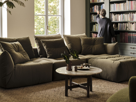 Canapea modulara Bloom cu 3 locuri si tapiterie din catifeaa, maro deschis [4]