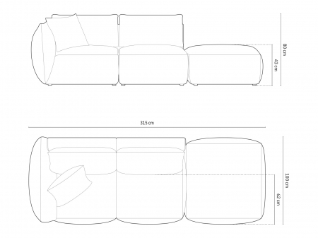 Canapea modulara Chris cu tapiterie din catifea [4]