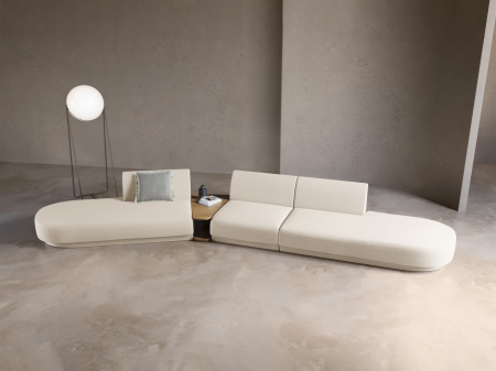 Canapea modulara Miley cu tapiterie boucle si colt pe partea stanga, bej [5]