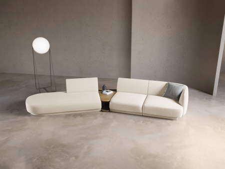 Canapea modulara Miley cu tapiterie boucle si colt pe partea stanga, bej [5]