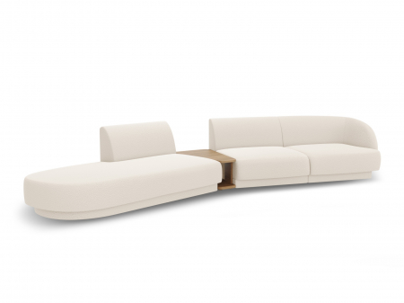 Canapea modulara Miley cu tapiterie boucle si colt pe partea stanga, bej [2]