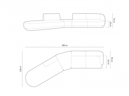 Canapea modulara Miley cu tapiterie din catifea si colt pe partea stanga, bej deschis [5]