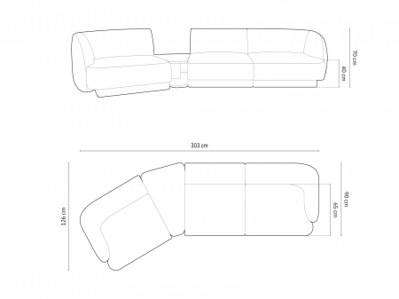Canapea modulara Miley cu tapiterie din catifea si colt pe partea stanga, bej deschis [6]