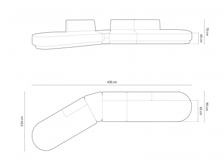 Canapea modulara Miley cu tapiterie din catifea si colt pe partea stanga, gri deschis [6]