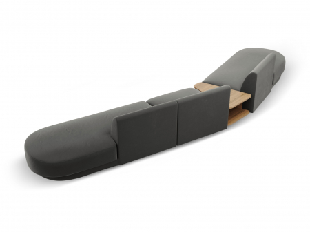 Canapea modulara Miley cu tapiterie din catifea si colt pe partea stanga, gri deschis [3]