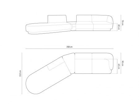Canapea modulara Miley cu tapiterie din tesatura structurala si colt pe partea stanga, petrol [6]