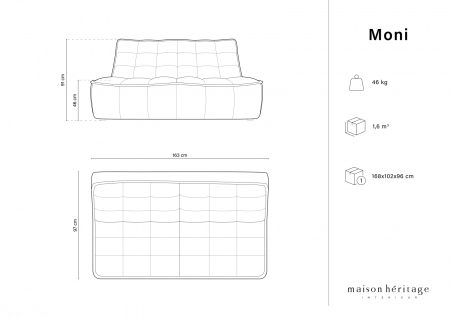 Canapea Moni cu 2 locuri si tapiterie din piele naturala [5]