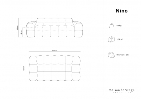 Canapea Nino cu 2 locuri si tapiterie din catifea [4]