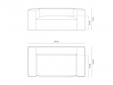 Canapea Nuria cu 2 locuri si tapiterie din catifea [4]