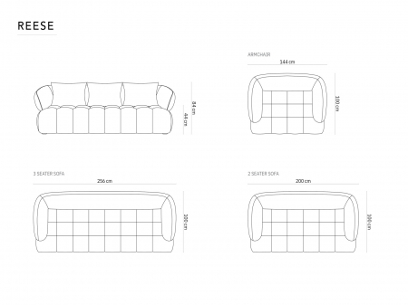 Canapea Reese cu 2 locuri si tapiterie din tesatura structurala, galben mustar [7]
