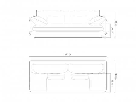 Canapea Torino cu 3 locuri si tapiterie din catifea, maro cuoio [4]