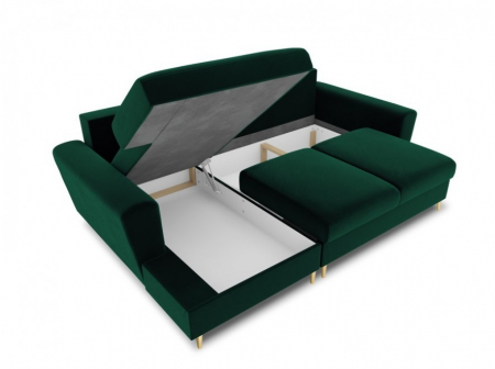 Colțar extensibil Moghan, colț pe partea stângă cu picioare din metal auriu, verde inchis [5]
