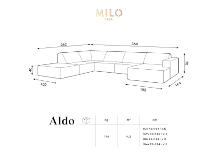 Coltar Aldo in forma de U cu tapiterie din catifea [4]