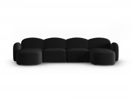 Coltare - Coltar Blair in forma de U cu tapiterie din catifea, negru