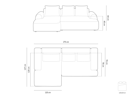 Colțar extensibil Calma cu tapițerie din catifea [5]