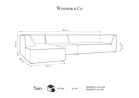 Colțar cu 5 locuri Sao cu tapițerie din catifea [7]