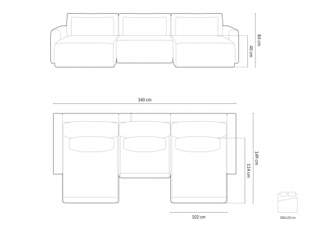 Coltar extensibil Belfast in forma de U si tapiterie din tesatura structurala [7]