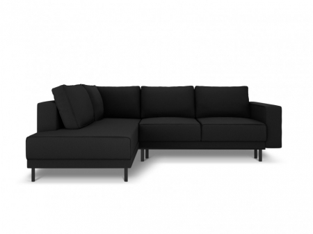 Canapele extensibile - Coltar extensibil Caro cu colt pe partea stanga si tapiterie din tesatura structurala, negru