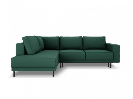Canapele extensibile - Coltar extensibil Caro cu colt pe partea stanga si tapiterie din tesatura structurala, verde