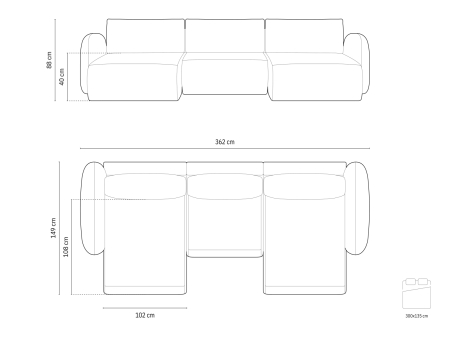 Colțar extensibil în formă de U Tonale cu tapițerie din catifea [6]