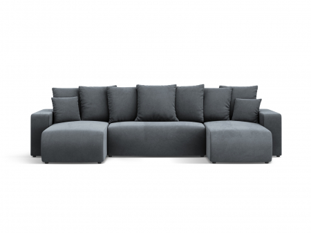 Canapele extensibile - Coltar extensibil Jini in forma de U cu 5 locuri, colt reversibil si tapiterie din catifea