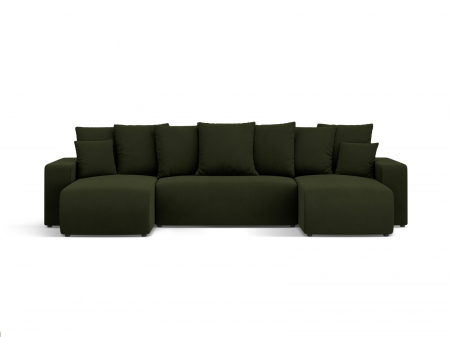 Canapele extensibile - Coltar extensibil Jini in forma de U cu 5 locuri, colt reversibil si tapiterie din catifea