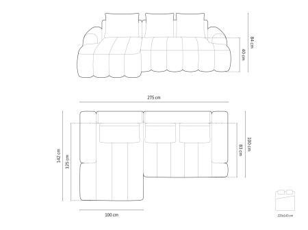 Colțar extensibil Kimi cu tapițerie din țesătură structurală [6]
