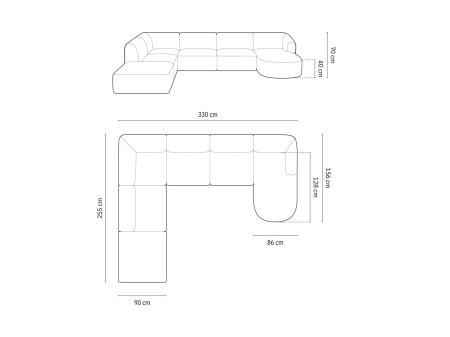Colțar în formă de U Campi cu tapițerie din catifea [6]