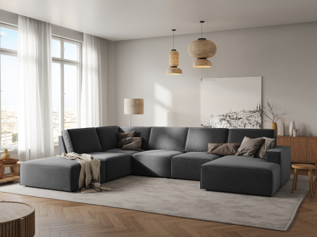 Colțar în formă de U Carlo cu tapițerie din catifea [4]