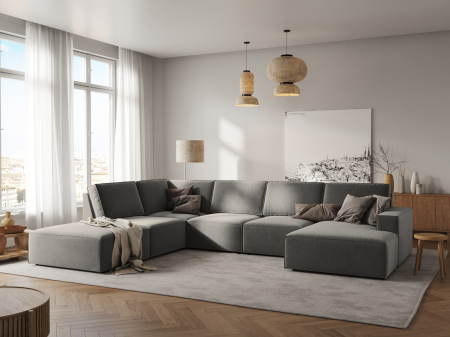 Colțar în formă de U Carlo cu tapițerie din catifea [4]