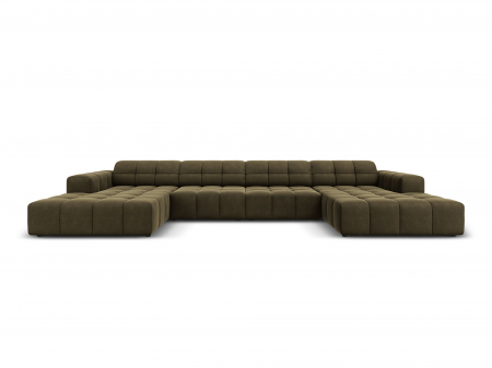 Canapele - Coltar in forma de U Jennifer cu tapiterie din catifea, verde