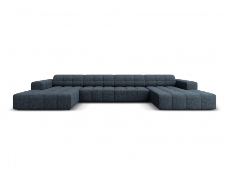 Coltare - Coltar in forma de U Jennifer cu tapiterie din tesatura structurala, albastru royal
