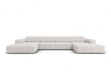 Coltare - Coltar in forma de U Jennifer cu tapiterie din tesatura structurala, gri deschis