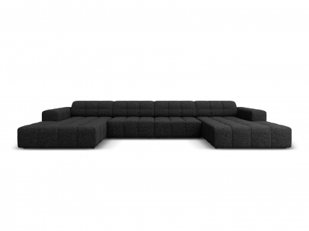 Coltare - Coltar in forma de U Jennifer cu tapiterie din tesatura structurala, negru