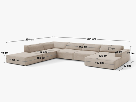 Colțar în formă de U Jodie cu tapițerie din catifea [4]