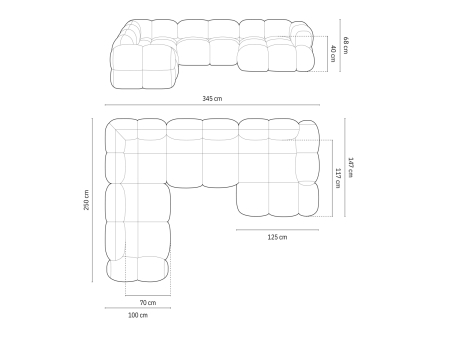 Colțar în formă de U Loretto cu tapițerie din catifea [5]