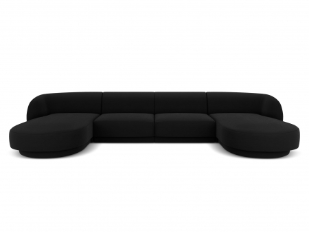 Canapele - Coltar in forma de U Miley cu tapiterie din catifea, negru