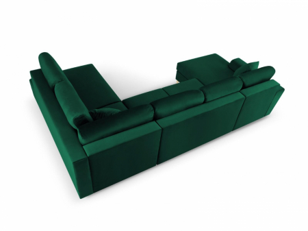Coltar in forma de U Moghan cu tapiterie din catifea, verde [3]