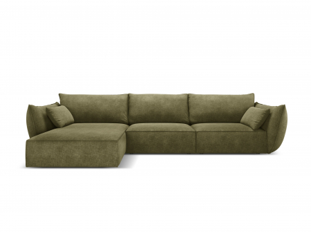Coltare - Coltar Kaelle cu tapiterie din tesatura structurala si colt pe partea stanga, verde
