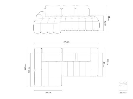 Colțar extensibil Linz cu tapițerie din țesătură structurală [7]