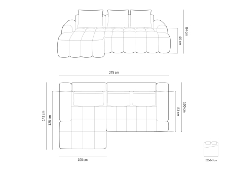 Colțar extensibil Linz cu tapițerie din țesătură structurală [7]