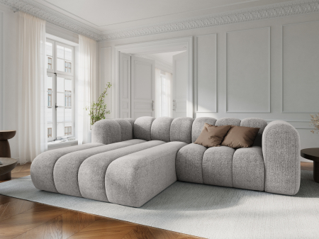 Coltar Lupine cu 3 locuri, colt pe partea stanga si tapiterie din tesatura structurala, gri deschis [5]
